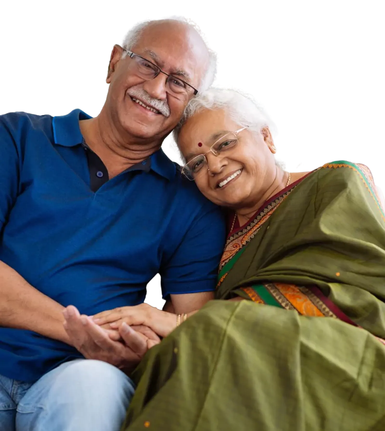 A happy Indian senior couple smiling together